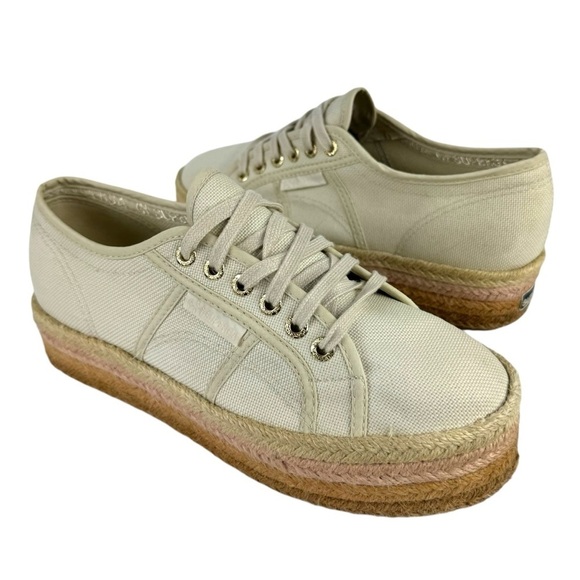 Superga 2790 Cotropew Light Sand Beige Canvas Colour Rope Platform Sneakers 8.5 - Picture 6 of 16